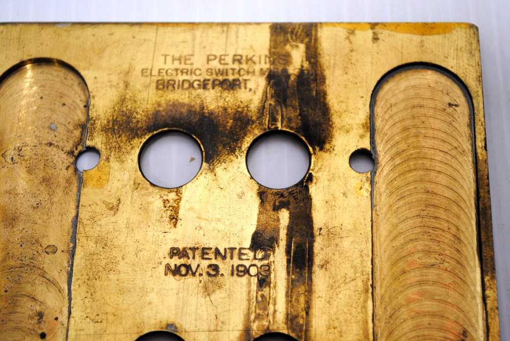antique perkins push button light switch brass 1903