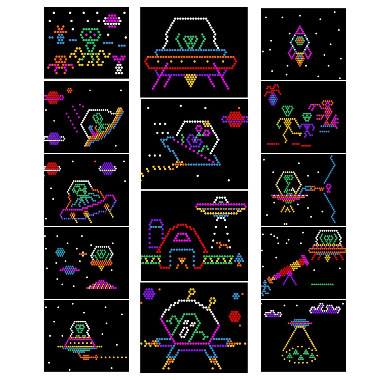 Alien Space Theme Pattern Refill Sheets for Lite Brite 14 Pack