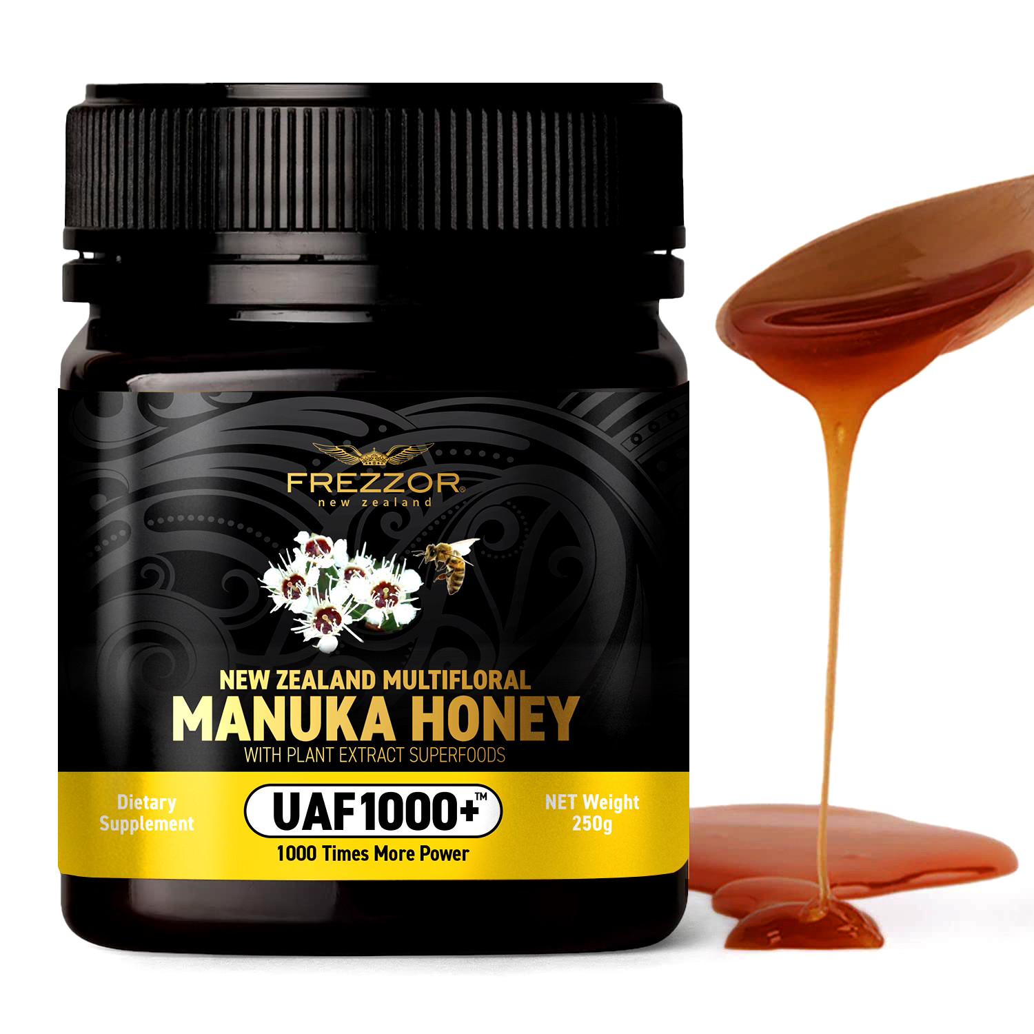 FREZZOR NEW ZEALAND MULTIFLORAL MANUKA HONEY UAF1000+, Cold & Flu Symptom Relief