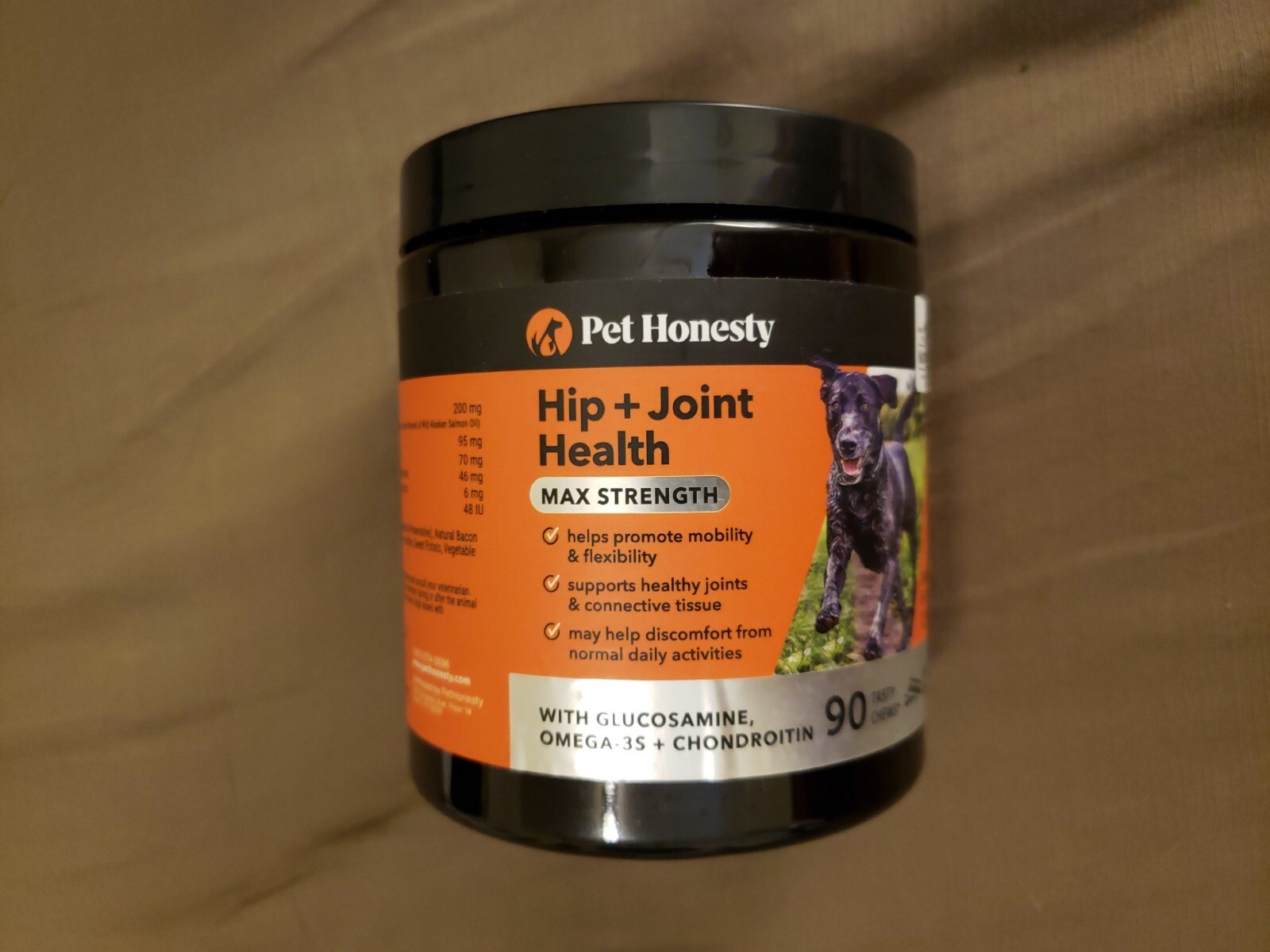 Pet Honesty Hip + Joint Health 90 Soft Chews Bacon  Flv. Ex. 06/2026 MAX STRTH