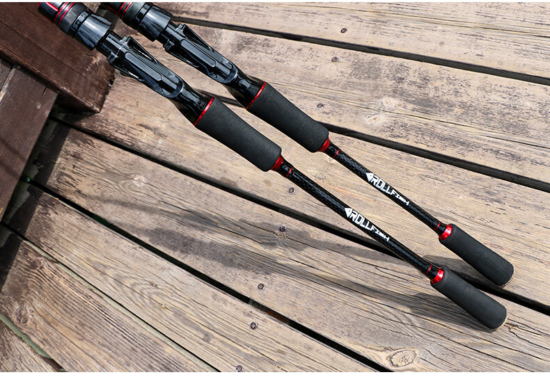 Rollfish Medium light Mod Fast Spinning Rod 6' 2pc. Black/Red