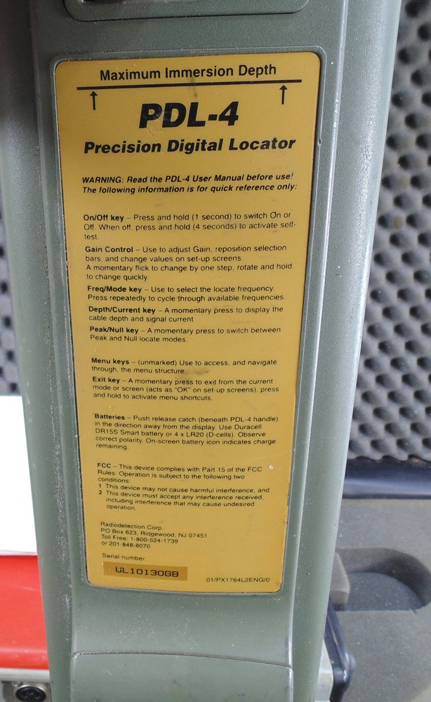 Radiodetection Transmitter PDL-4 Precision Digital Locator Cable Or Pipe w/Case