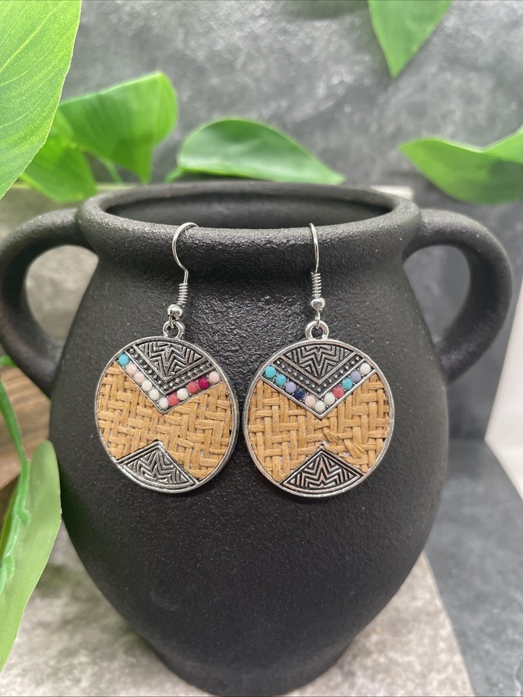 2” Silver-tone Boho Retro Earring Set Drop Dangle New Free Ship B6455