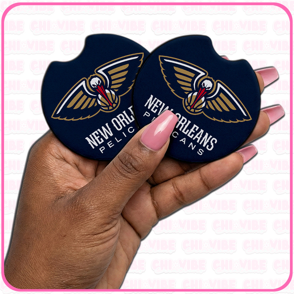 New Orleans Pelicans Car Coasters 2pc Set Custom Handmade Cup Holder Inserts