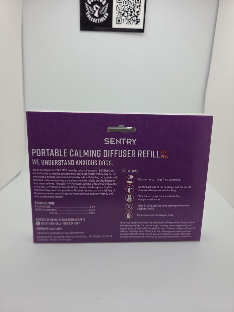 SENTRY Portable Pheromone Calming Diffuser Refill for Dogs 2 Pack 60 Days Total