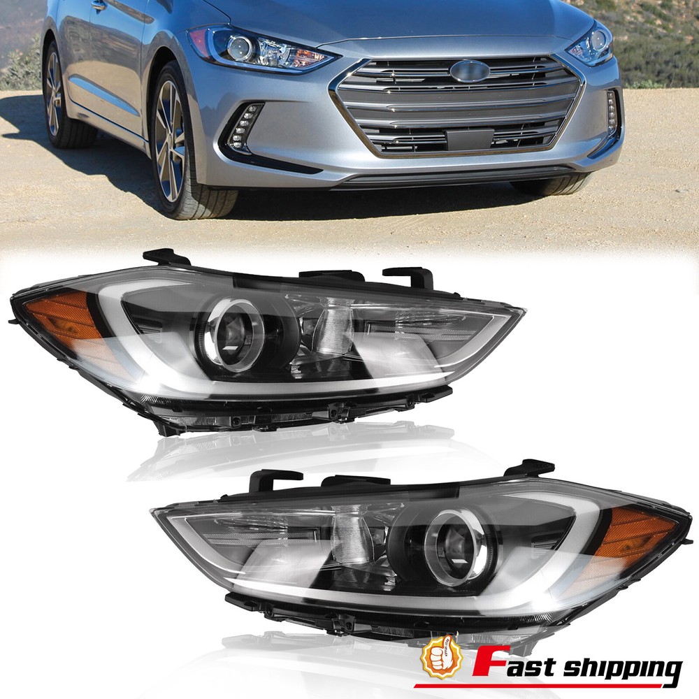 For 2017 2018 Hyundai Elantra Headlights Replacement Driver Passenger Side Pair