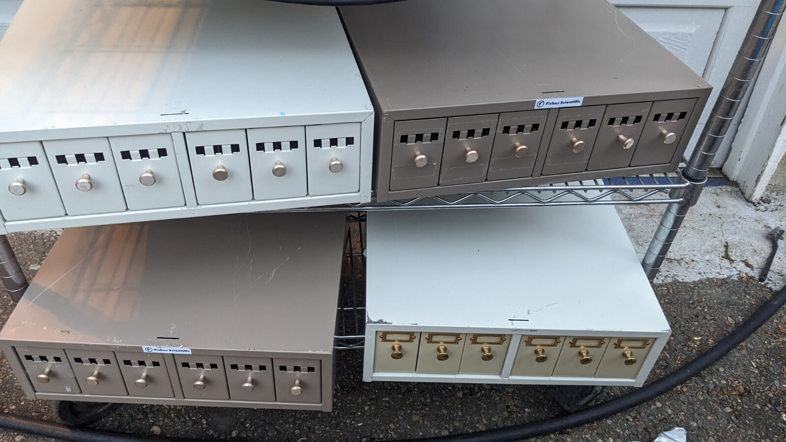 4x Fisher Scientific Microscope Slide Stackable Storage Cabinets 6-Drawer, Steel