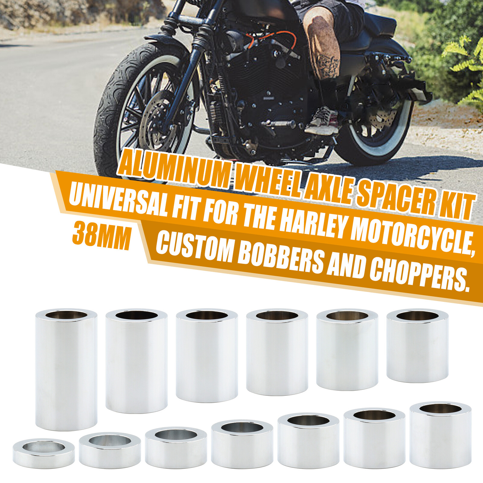 For Harley Wheel Axle Spacers Kit ID 1" To OD 1 1/2" Custom Dyna Softail Touring