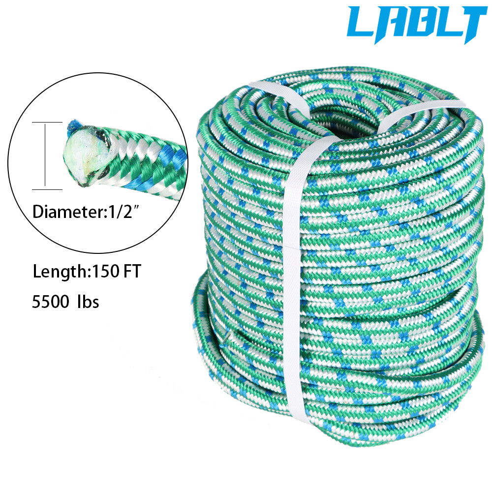 LABLT Arborist Tree Climbing Rope 16 Strand Braided Polyester 1/2" x 150'