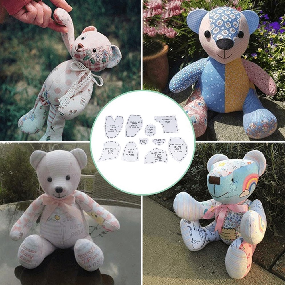 DIY Bear Sewing Pattern Set with Acrylic Templates Easy Cutting for Quilting ...