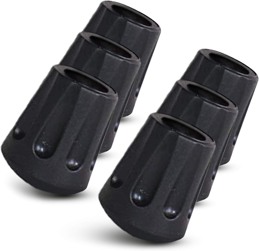 Universal 11mm Trekking Pole Tips - 6 Durable Rubber Tips for Enhanced Traction