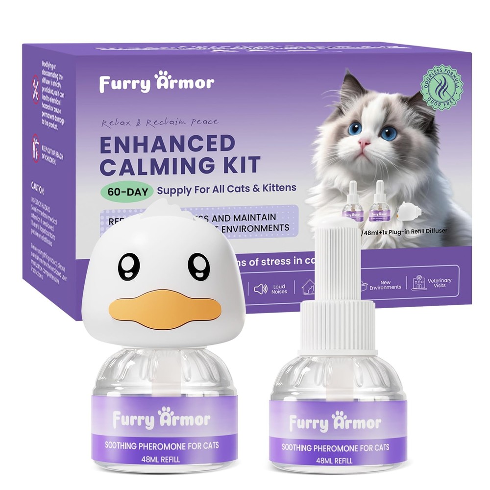 Cat Calming Pheromone Diffuser Starter Kit for Multi-Cat Plug-in + 2 Refills