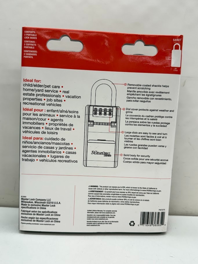 Master Lock 5480T Large Outdoor LOCK BOX with Removable Shackle (2-pack)