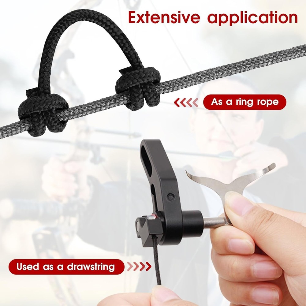 Archery D Loop String 2 Pieces for Compound Bow Black Bowstring Rope 10 Feet