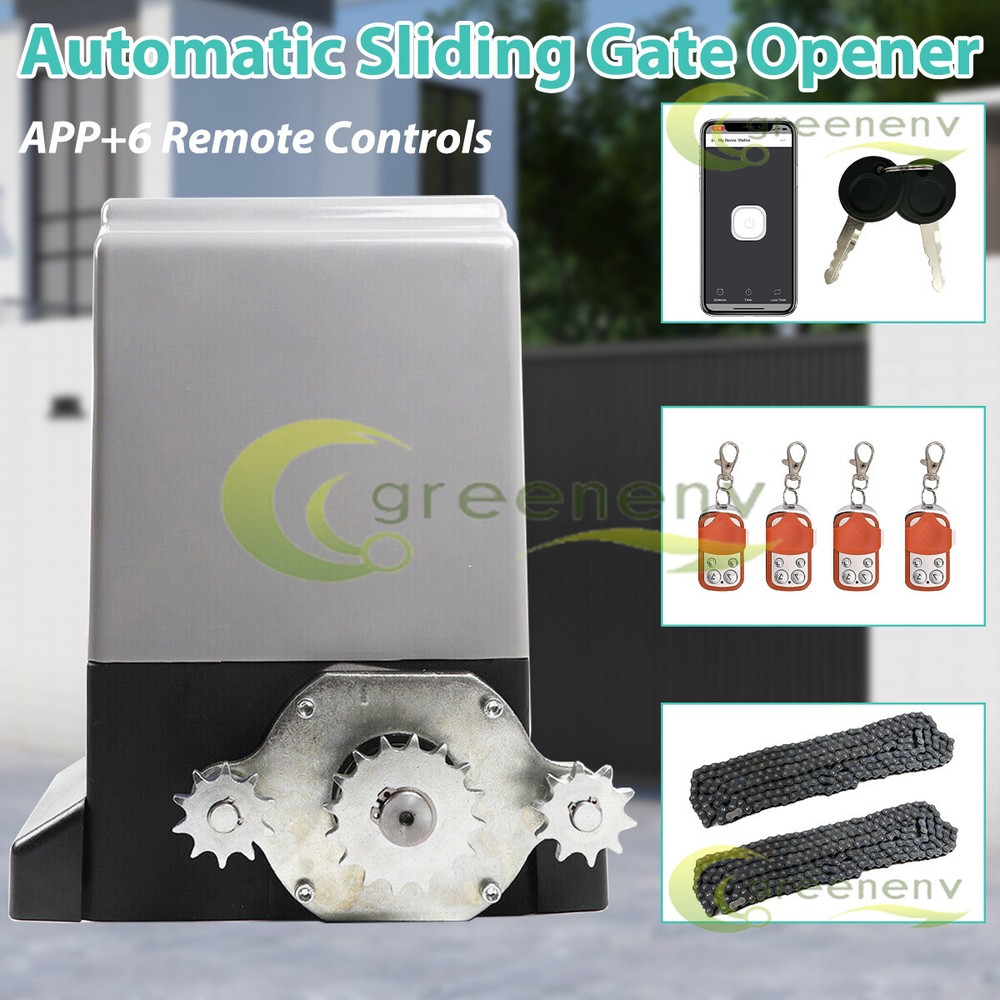 4400lbs Automatic Sliding Gate Opener Door Operator 4 Remote Control+APP Control