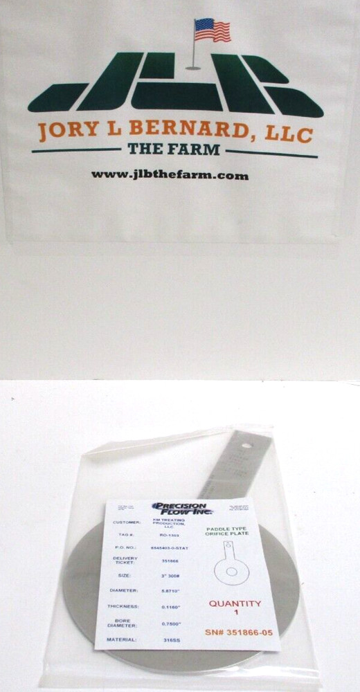 PRECISION FLOW 3" 300 PADDLE TYPE ORIFICE PLATE, 316-SST