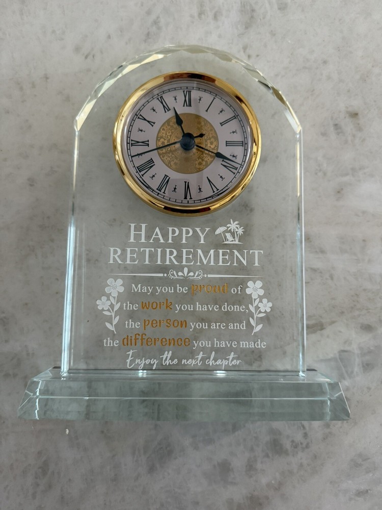 Retirement Clock Gift Glass Quartz
