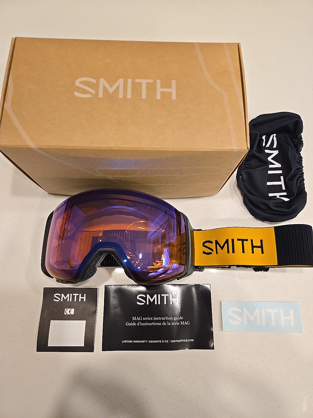 New Smith 4D Mag Gold Bar Goggle Chromapop Storm Rose Flash Lens Yellow