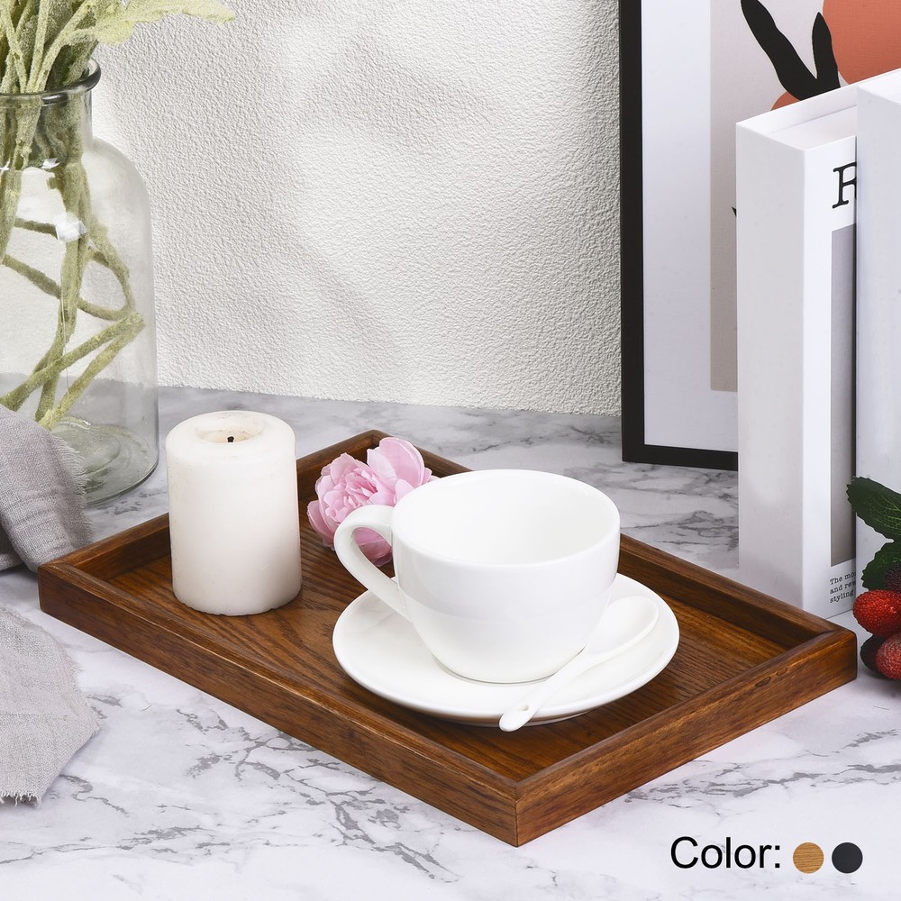 1Pcs 12x8" Wood Serving Tray HOME Rectangle Black