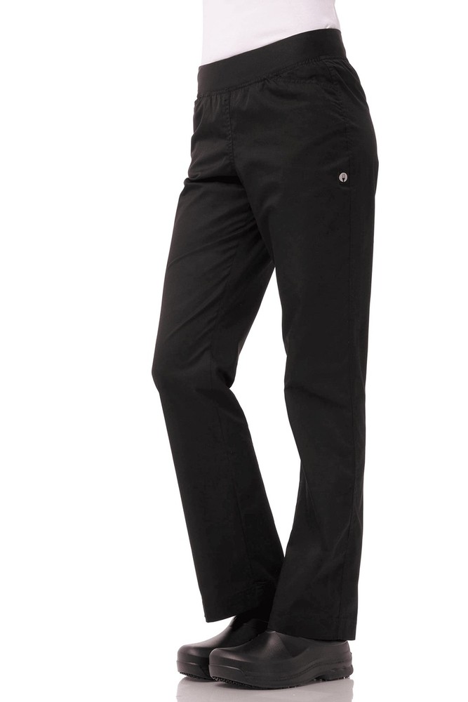 Chef Works Women's Lightweight Slim Chef Pants, Black, Small