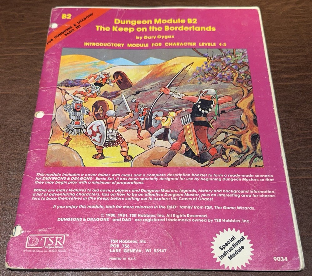 1981 TSR Dungeon Module B2 The Keep on the Borderlands D&D Basic Set  Levels1-3