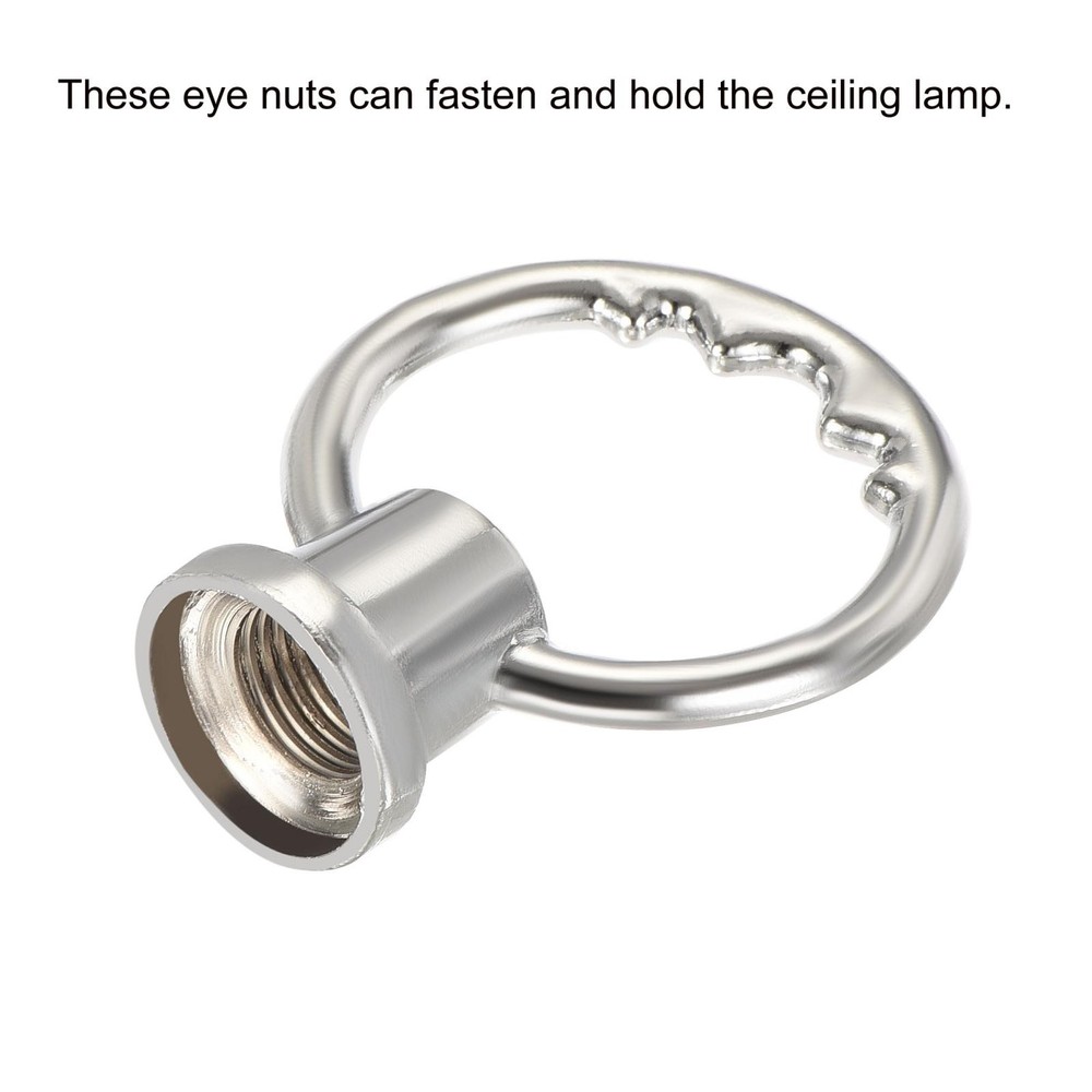 5pcs Eye Nut M10 Thread Ring Shape Female Loop for Hanging Lamp Silver Tone