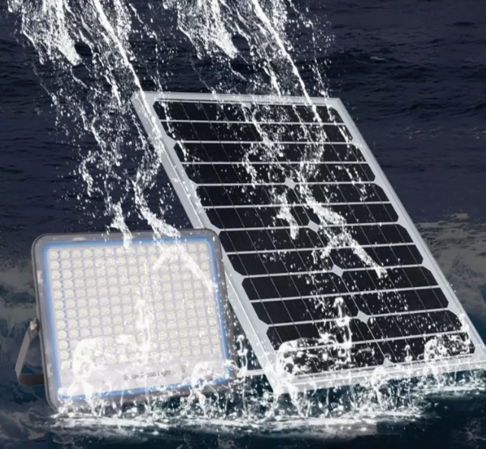 LED Spotlight Headlight 200W Outdoor Solar Panel IP67 Remote Control Timer