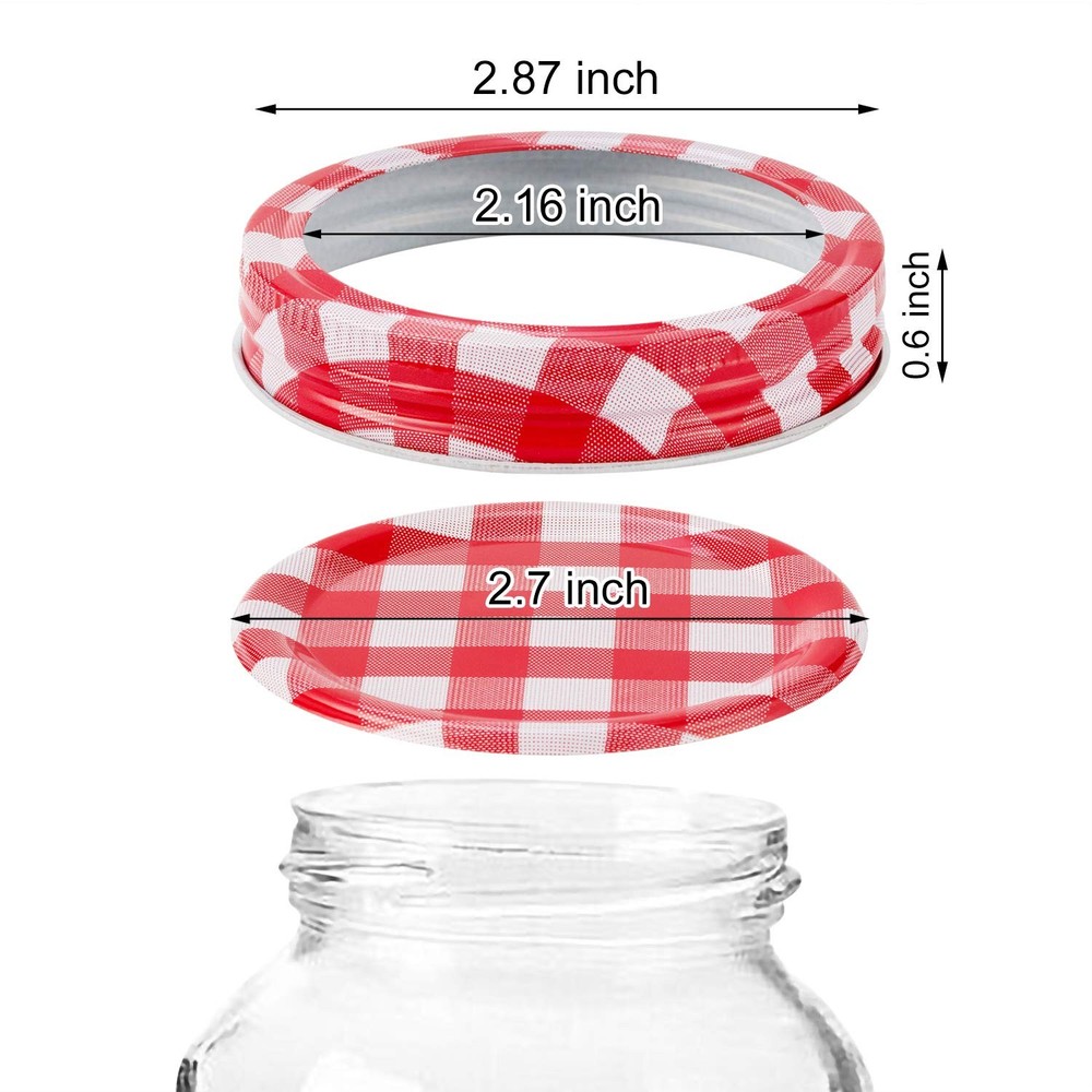 48pcs/24Set Regular Mouth Canning Lids Bands Split-Type for red and white