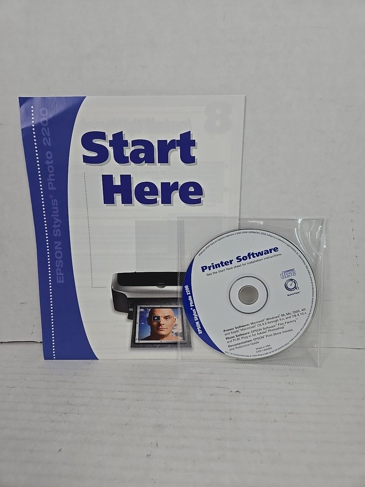 Epson Stylus Photo 2200 Printer Software CD Disc & Quick Start Guide (2002)