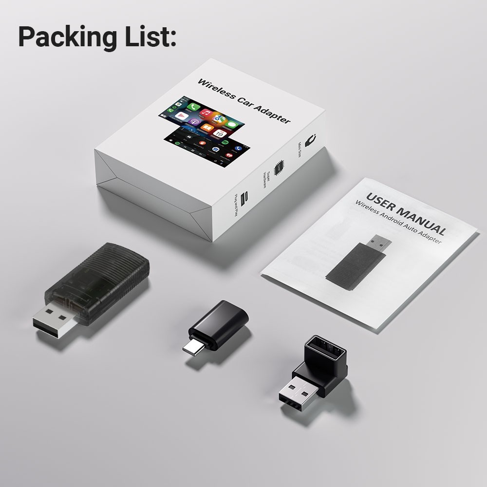 Wireless CarPlay Adapter for Apple iPhone & Android Auto USB Adapter Plug & Play