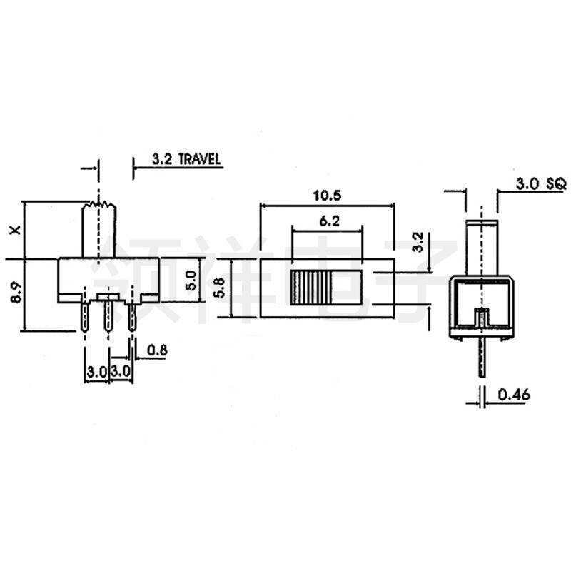 2 Position Mini Toggle Interrupt Micro PCB Slide Mount Switch 3 Pin 2/3/4mm SPDT