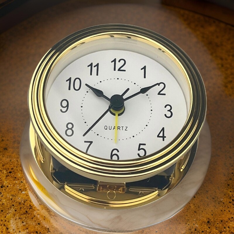 Elegant Gold Trim Clock Insert 3Inch Arabic Numerals Snooze Clock Replacement