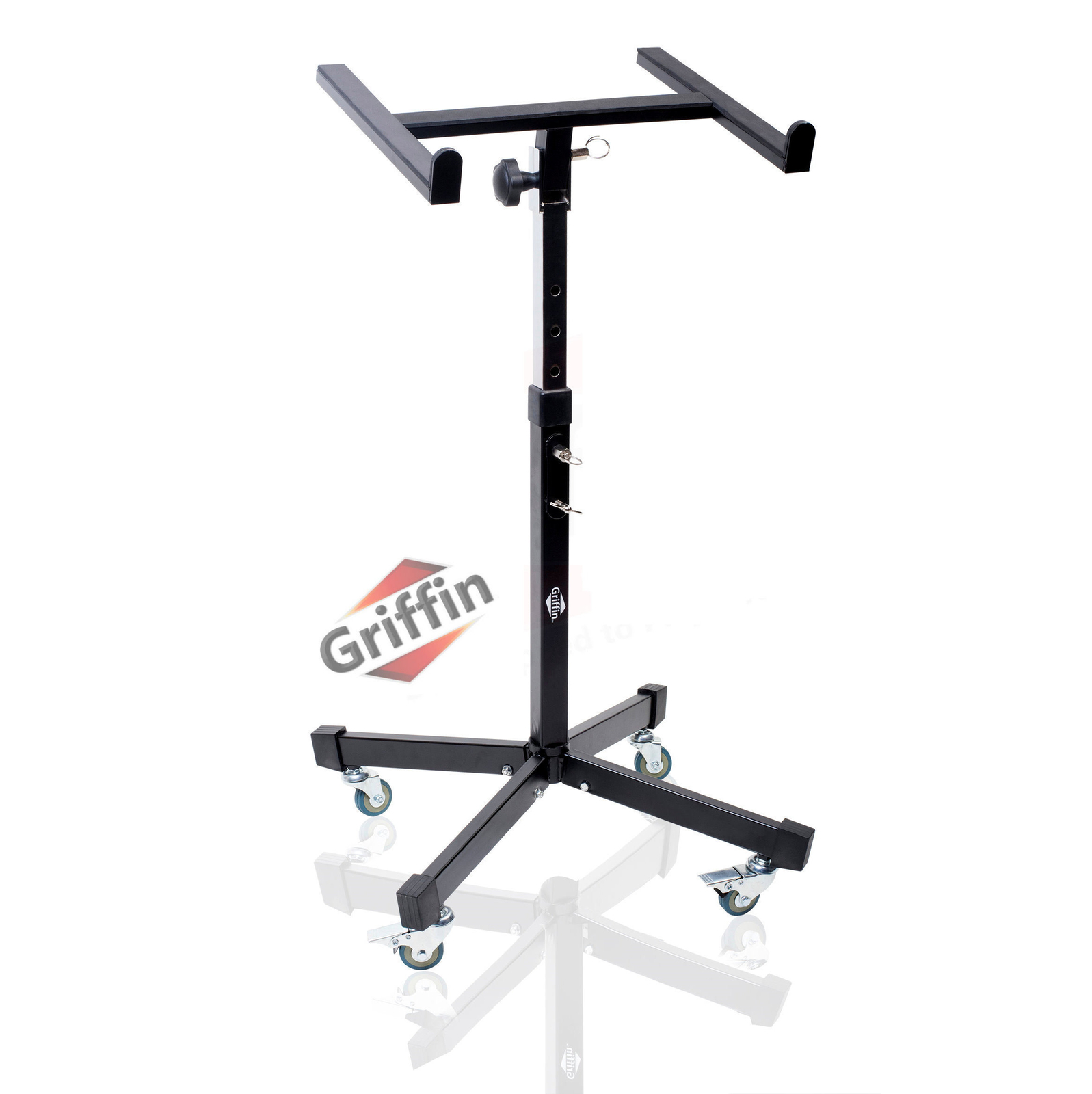 GRIFFIN Studio Music Mixer Stand on Wheels - DJ Recording Gear Cart Table Mount