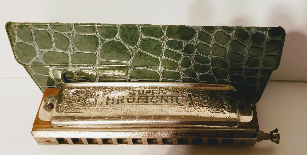 Used Vtg M Hohner Super Chromonica harmonica with original case