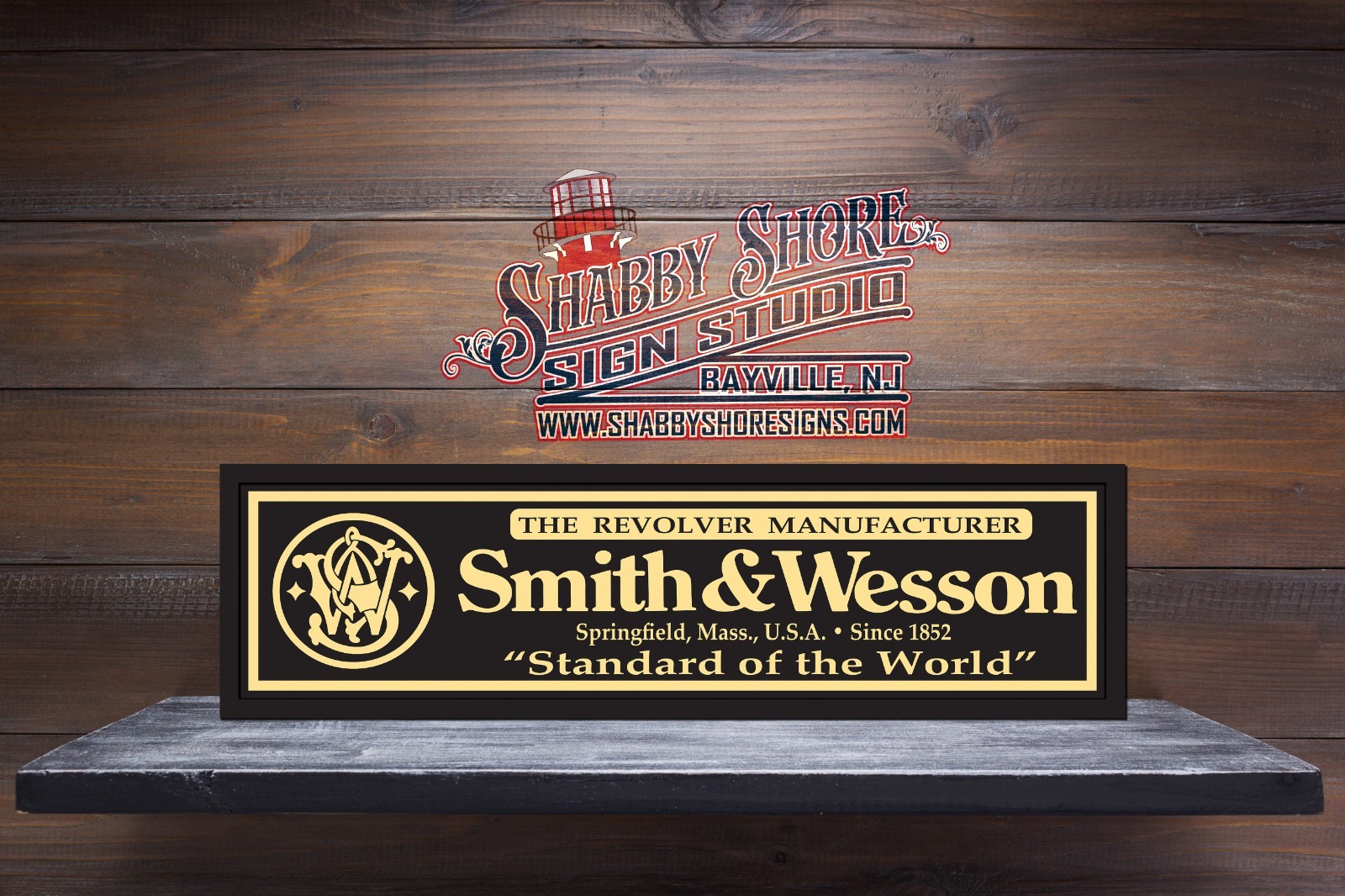 Smith & Wesson Gun METAL Sign Display - 6"x24"