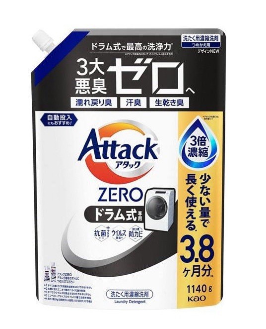KAO Detergent ATTACK Zero For drum type washing machine Refill 40oz (1140g)