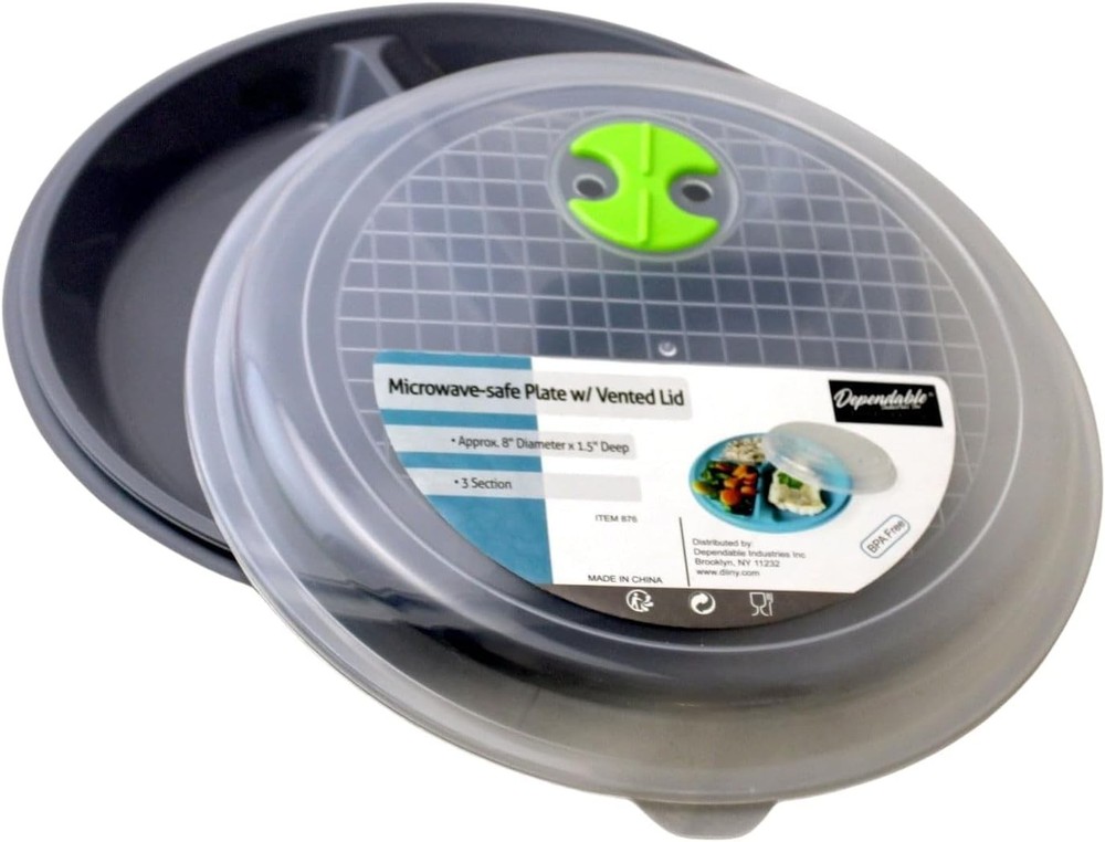 4-Pack Divided Microwave Plates with Vented Lids – BPA-Free, Stackable Meal Pr