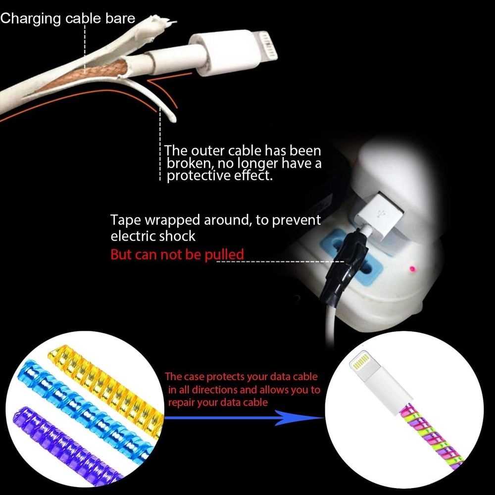 Cable Protector/Wire Repair/Pets Chew Cable Protector/Headphone Saver, 8 Pc S...