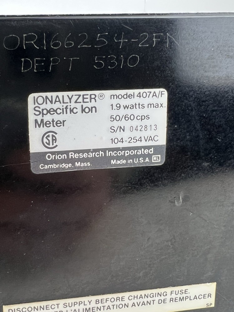 ORION RESEARCH - IONALYZER METER - MODEL 407A