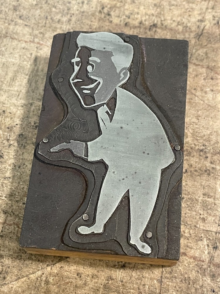 Printing Letterpress Printers Block Large - Man 'Presenting' (927)