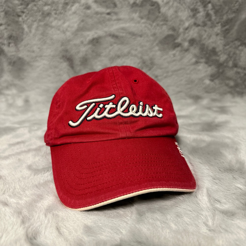 Titleist Hat Mens Red Strapback US Flag Embroidered Dad Hat