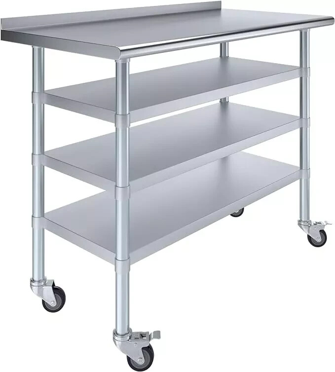 Restaurant Kitchen Work Commercial Worktable, NSF Stainless Steel Table 48"x 24"