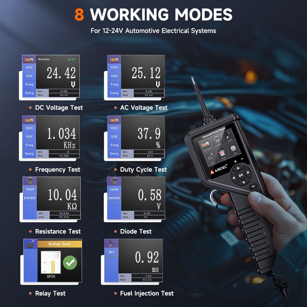 Circuit Tester Component Activation & Injector Electrical Tester with Headlight