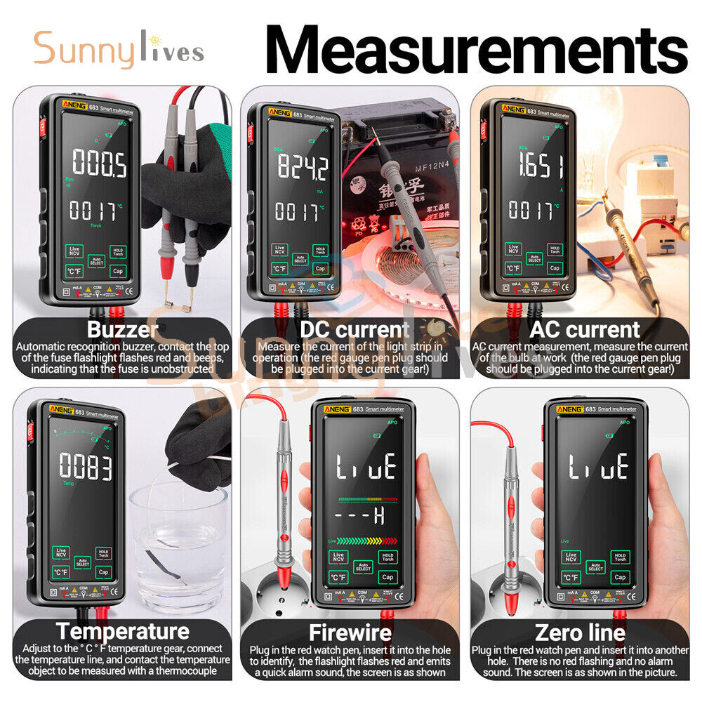 ANENG 683 6000Counts Large Touch Screen Digital Multimeter Burn proof Multimeter