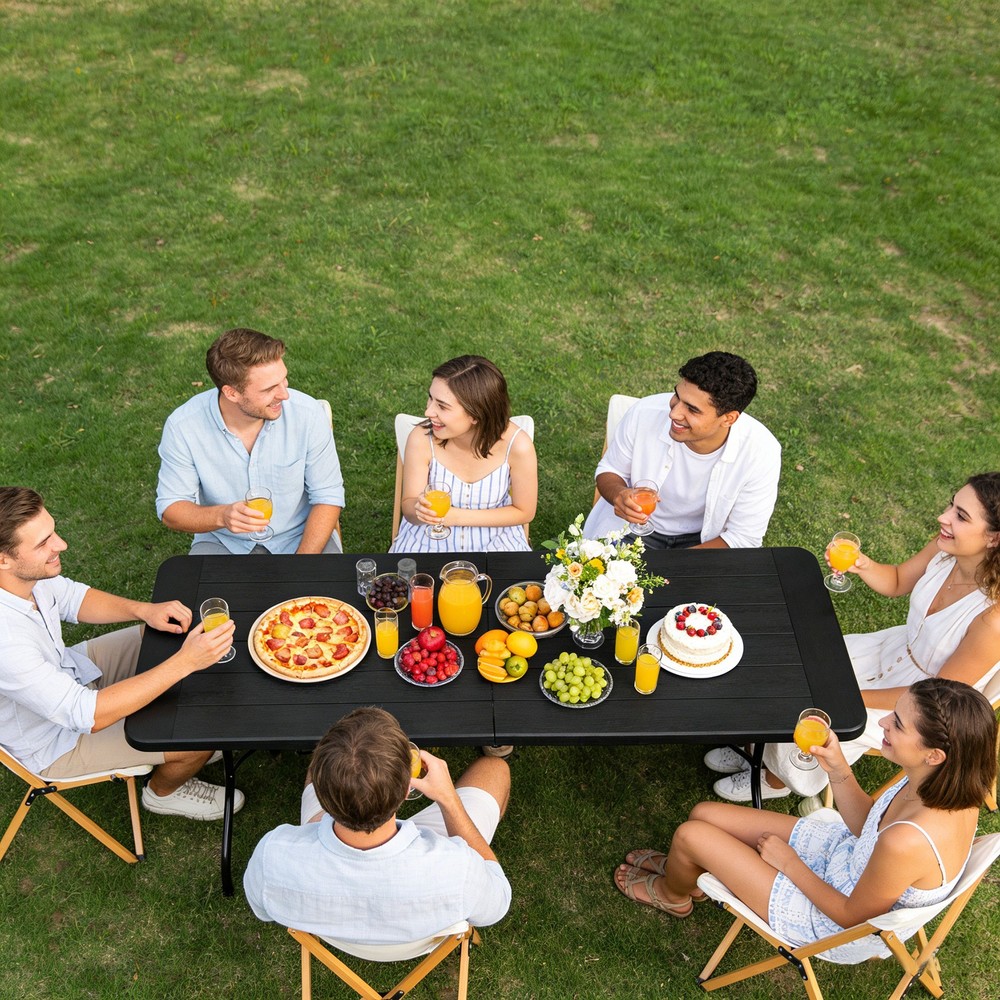 6ft Portable Folding Table Easy Setup Foldable Table for Patio Camping Garage