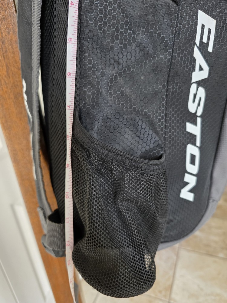 Easton Baseball Equipment Backpack Black Gray Bat Compartment Mesh Side Pockets