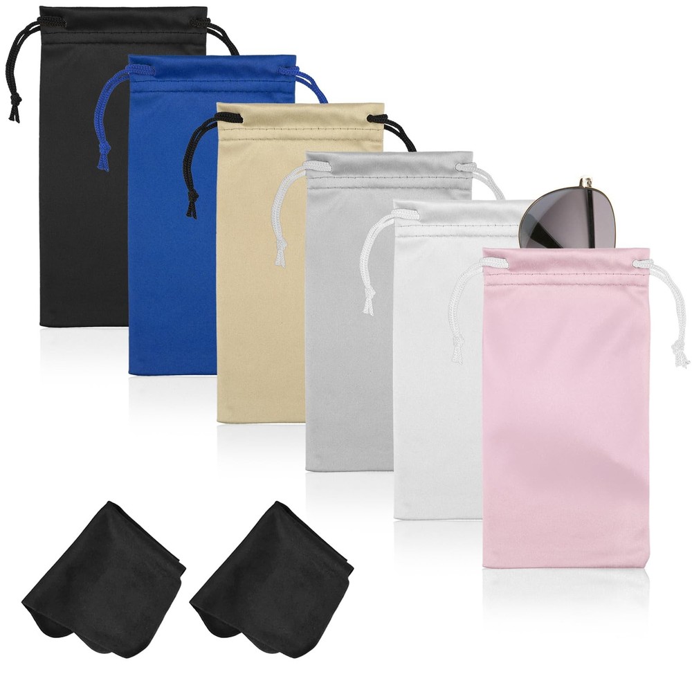 Bolsa de microfibra suave para gafas de sol, 6 unidades, para viajes