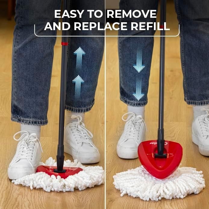 O-Cedar EasyWring Microfiber Spin Mop, Bucket Floor Cleaning System, Red, Gray