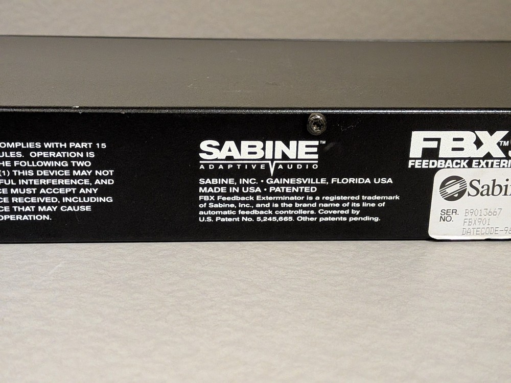 SABINE FBX901 Feedback Exterminator No Power Cord / Untested