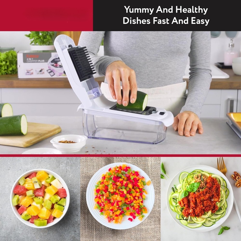 Vegetable Chopper and Spiralizer - Food Chopper with Container